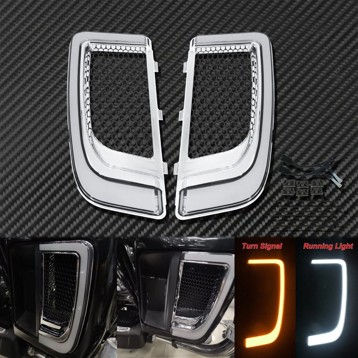 Grille inférieure de carénage LED noire pour Harley-Davidson Touring - vue 8