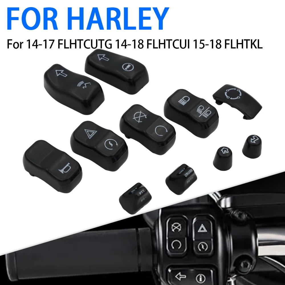 Capuchons de boutons de commodo noirs pour Harley Touring - Trike - vue 2