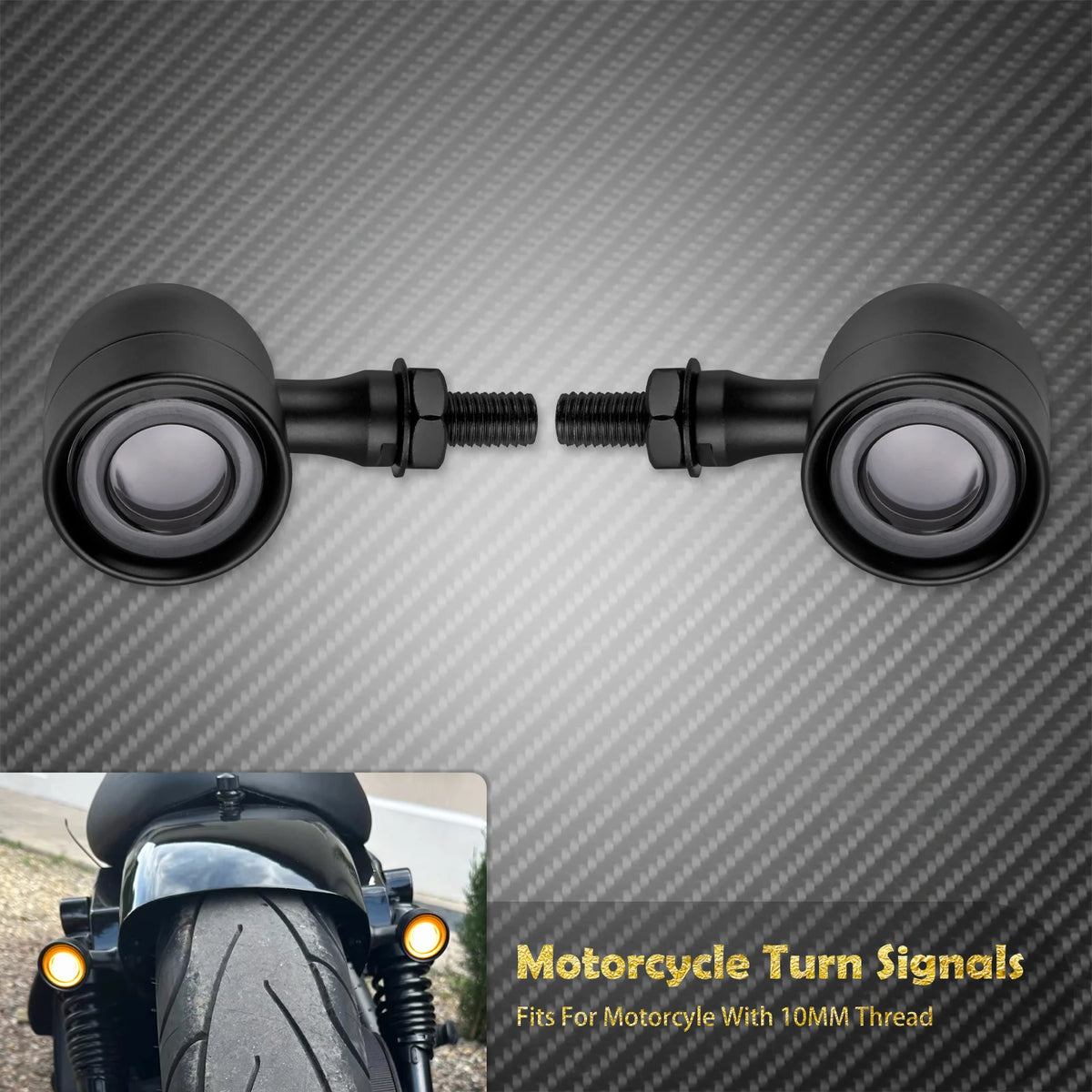 Clignotants LED mini format bullet filetage 10mm pour Harley-Davidson et motos custom – photo 8/8
