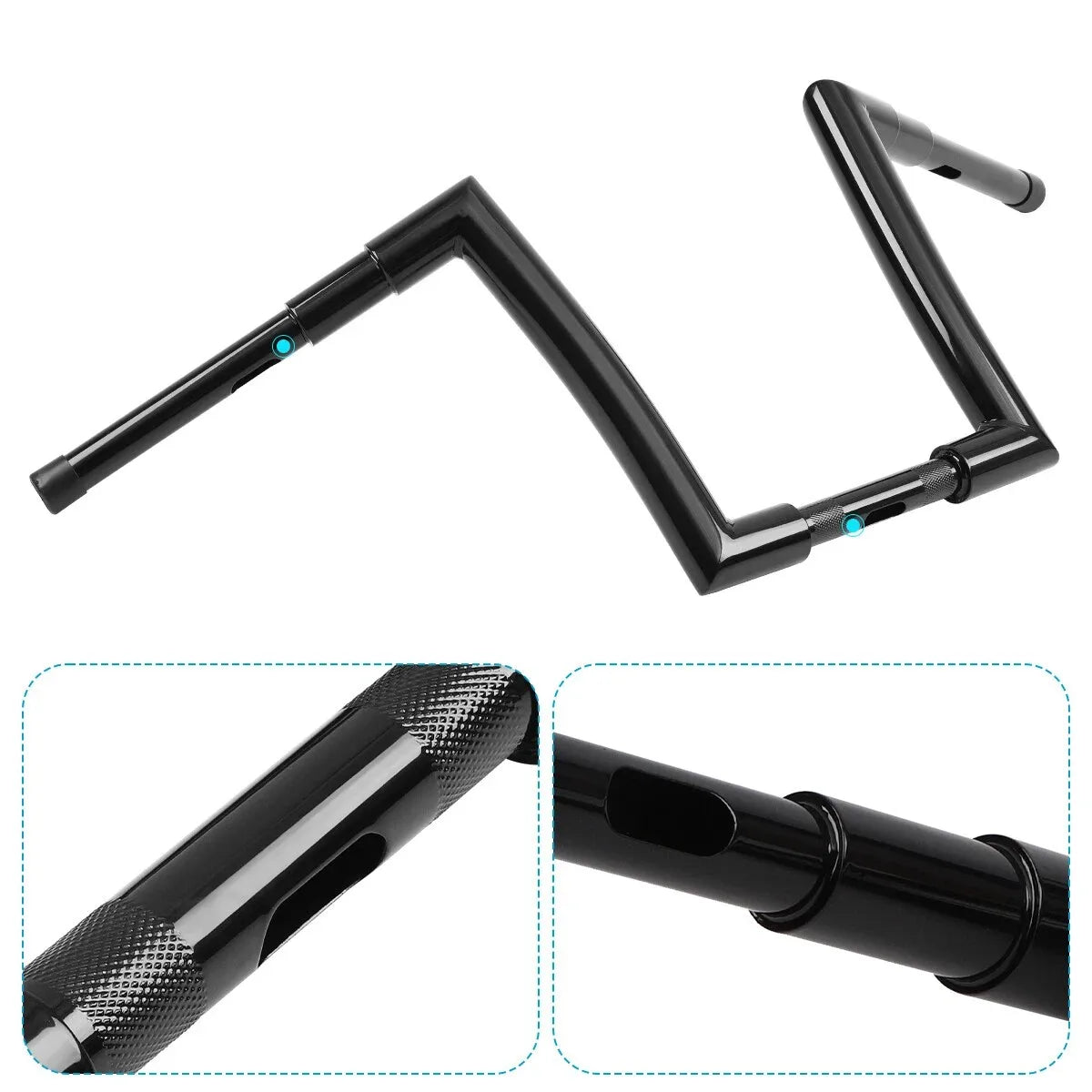 Guidon ape hanger fat bar 12 pouces pour Harley Road King - vue 2