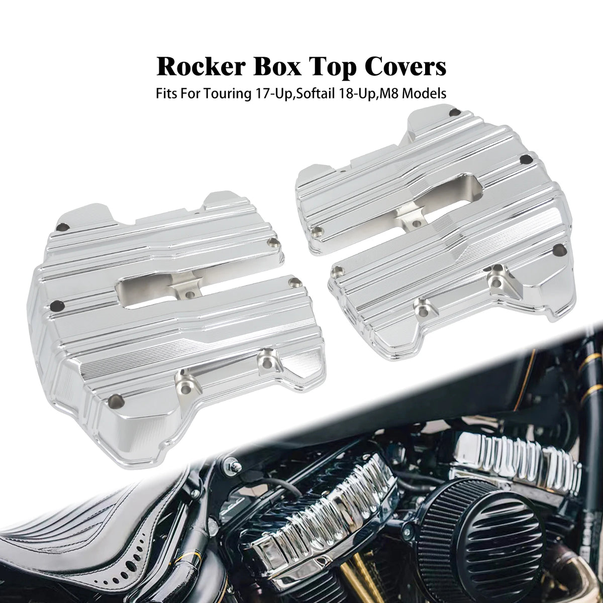 Paire de caches culbuteurs en aluminium pour Harley-Davidson moteur M8 - vue 8