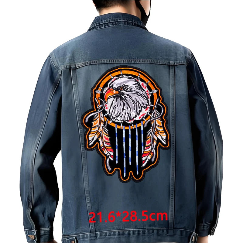 Grand écusson dorsal brodé style biker moto pour blouson - vue 31