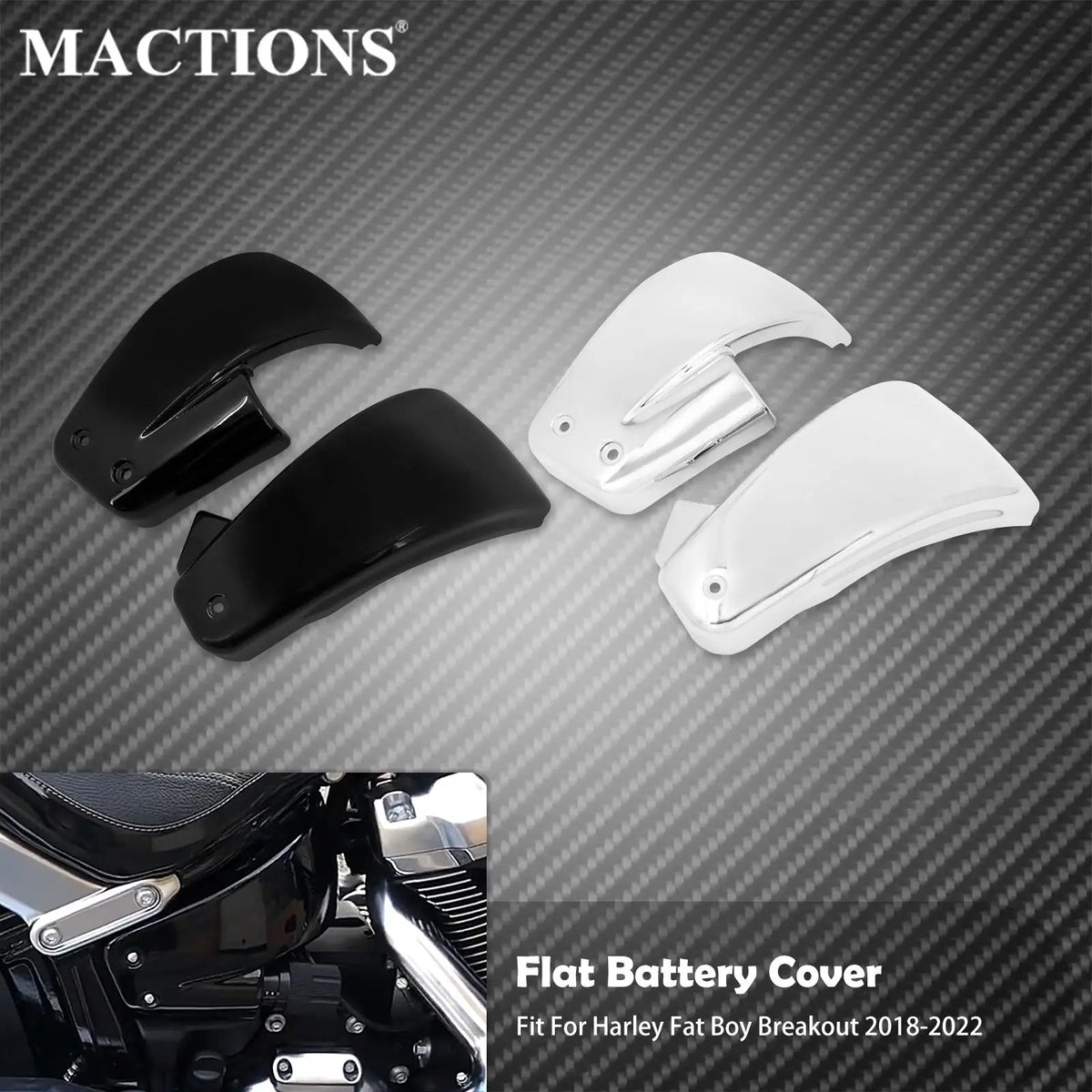 Cache latéral de carénage de batterie noir/chrome - Harley Softail M8 Fat Boy, Breakout FXBR, FLFB, Sport Glide 2018-2022 – photo 1/8