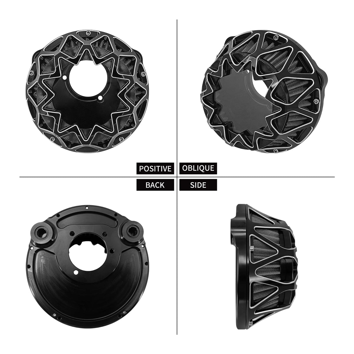 Kit filtre à air exposé noir pour Harley Sportster Dyna Softail Touring - vue 2