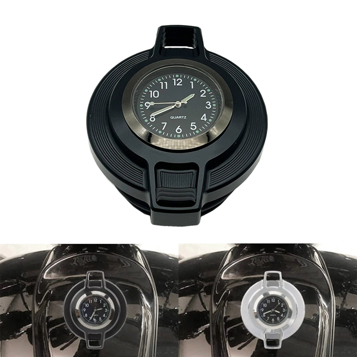 Bouchon de réservoir noir et chrome avec horloge intégrée pour Harley-Davidson - vue 9