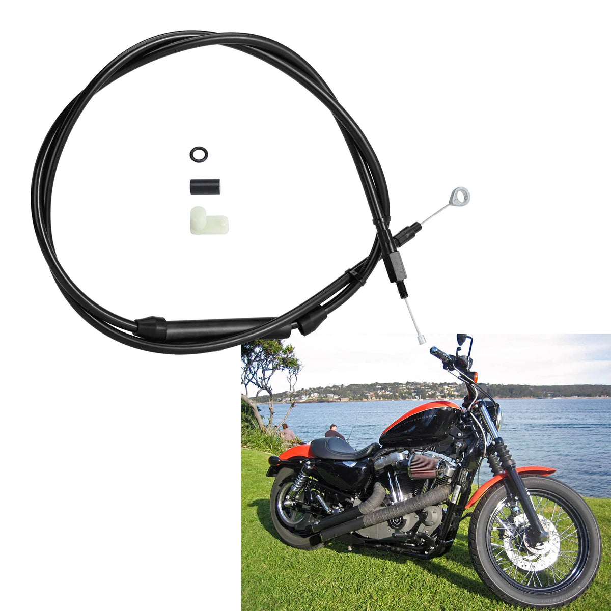 Câble d'Embrayage Tressé Inox (145 à 170 cm) - Harley-Davidson Sportster XL 1986-2013 et 2004 et plus récent – photo 1/18