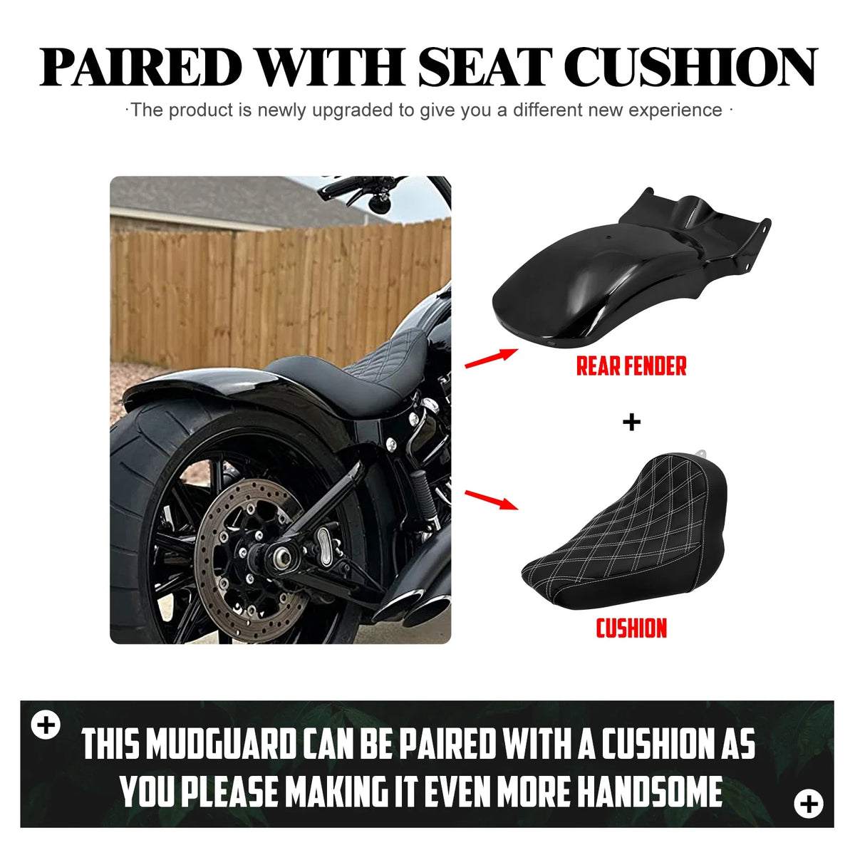 Garde-boue arrière court en acier noir pour Harley-Davidson Softail - vue 3