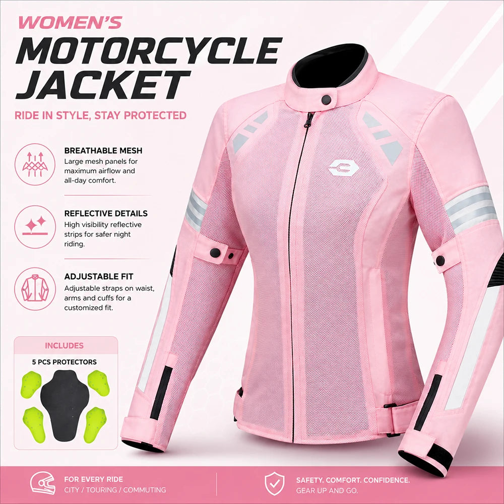 Blouson moto femme noir respirant - vue de face - vue 1