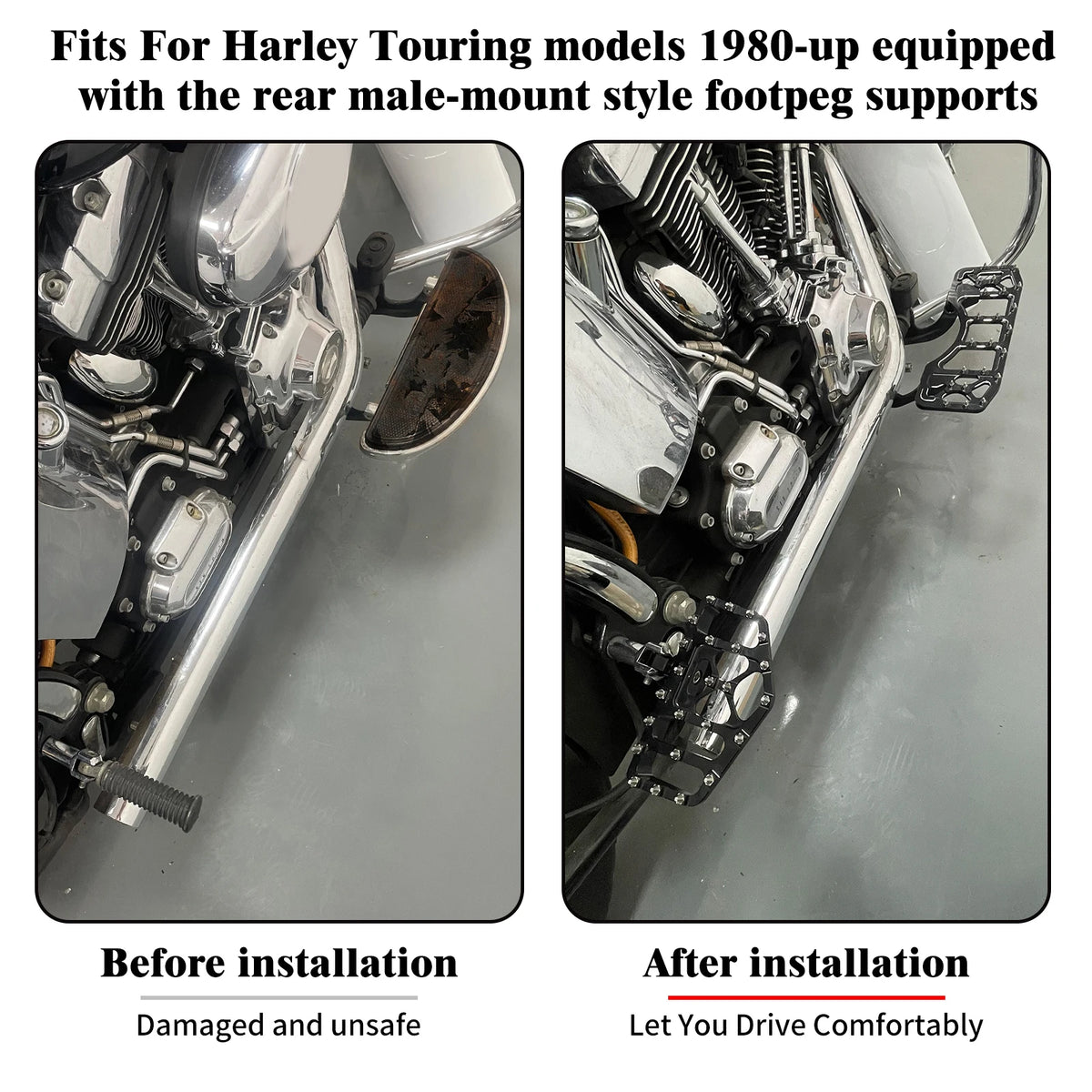 Repose-pieds larges en aluminium CNC pour moto Harley-Davidson - vue 2