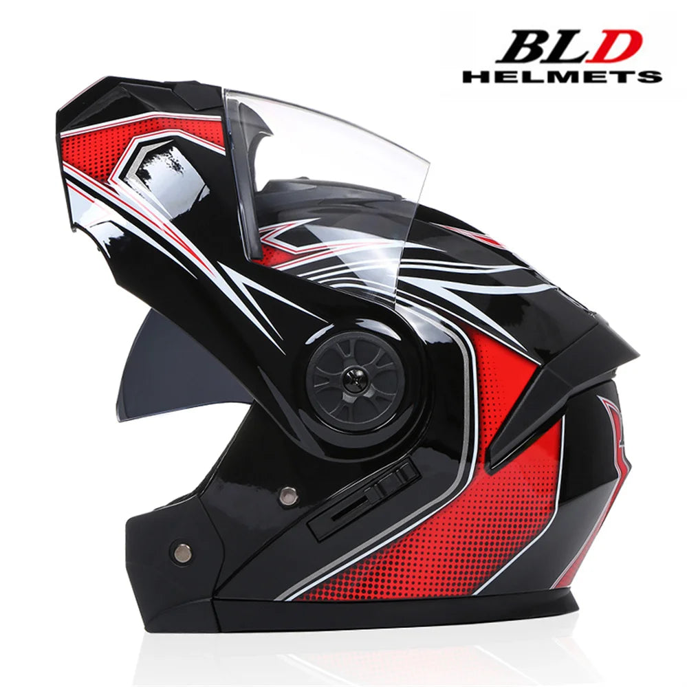 Casque moto modulable noir mentonnière relevée - vue de profil - vue 17