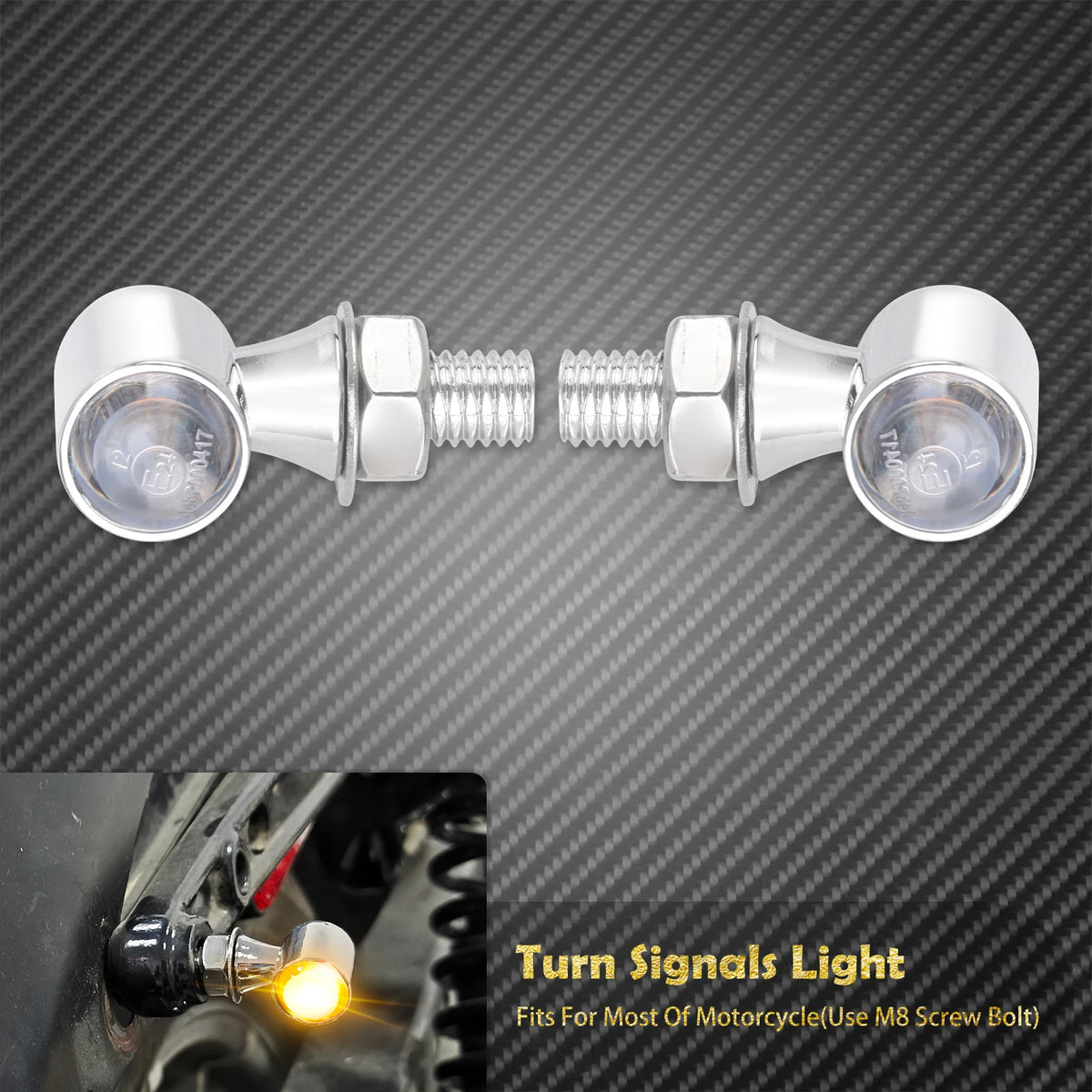 Clignotants LED mini homologués (E Mark) universels filetage M8 pour Harley-Davidson et motos custom – photo 10/10