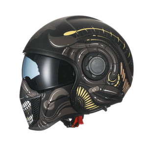 Casque moto modulable rétro noir avec double écran - vue - vue 5