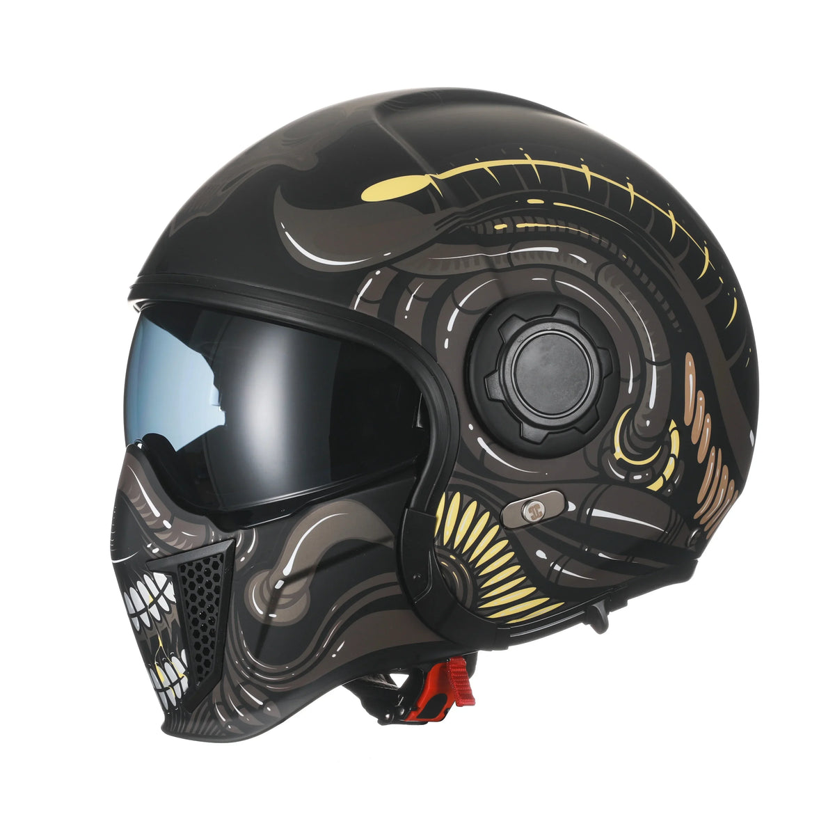 Casque moto modulable rétro noir avec double écran - vue - vue 5