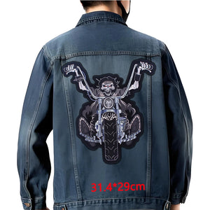 Grand écusson dorsal brodé style biker moto pour blouson - vue 12