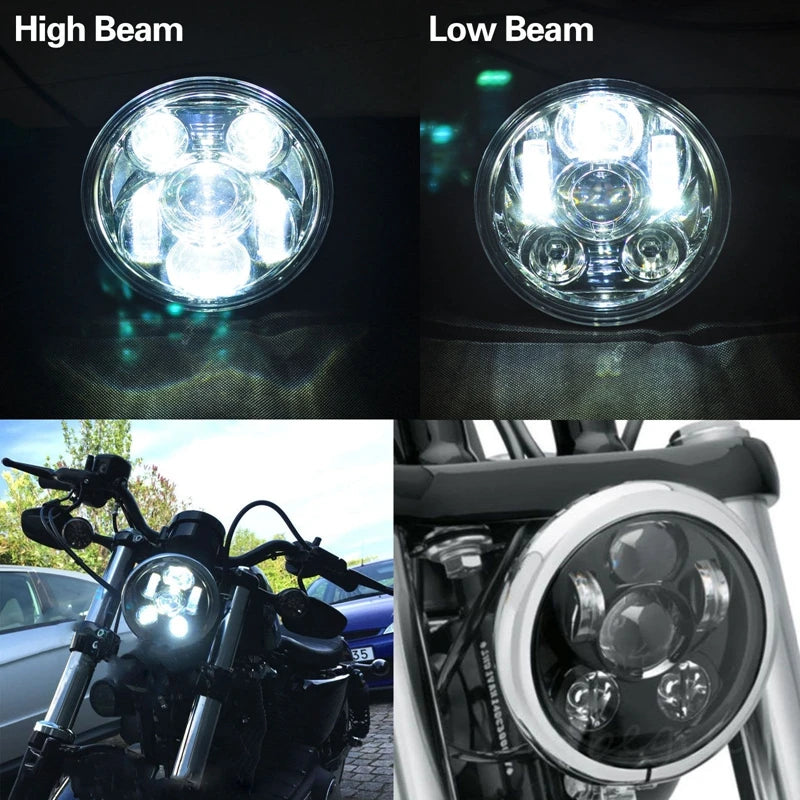 Phare LED noir 5,75 pouces avec feu de jour DRL 40W pour Harley Sportster 1200 et 883 - vue 5
