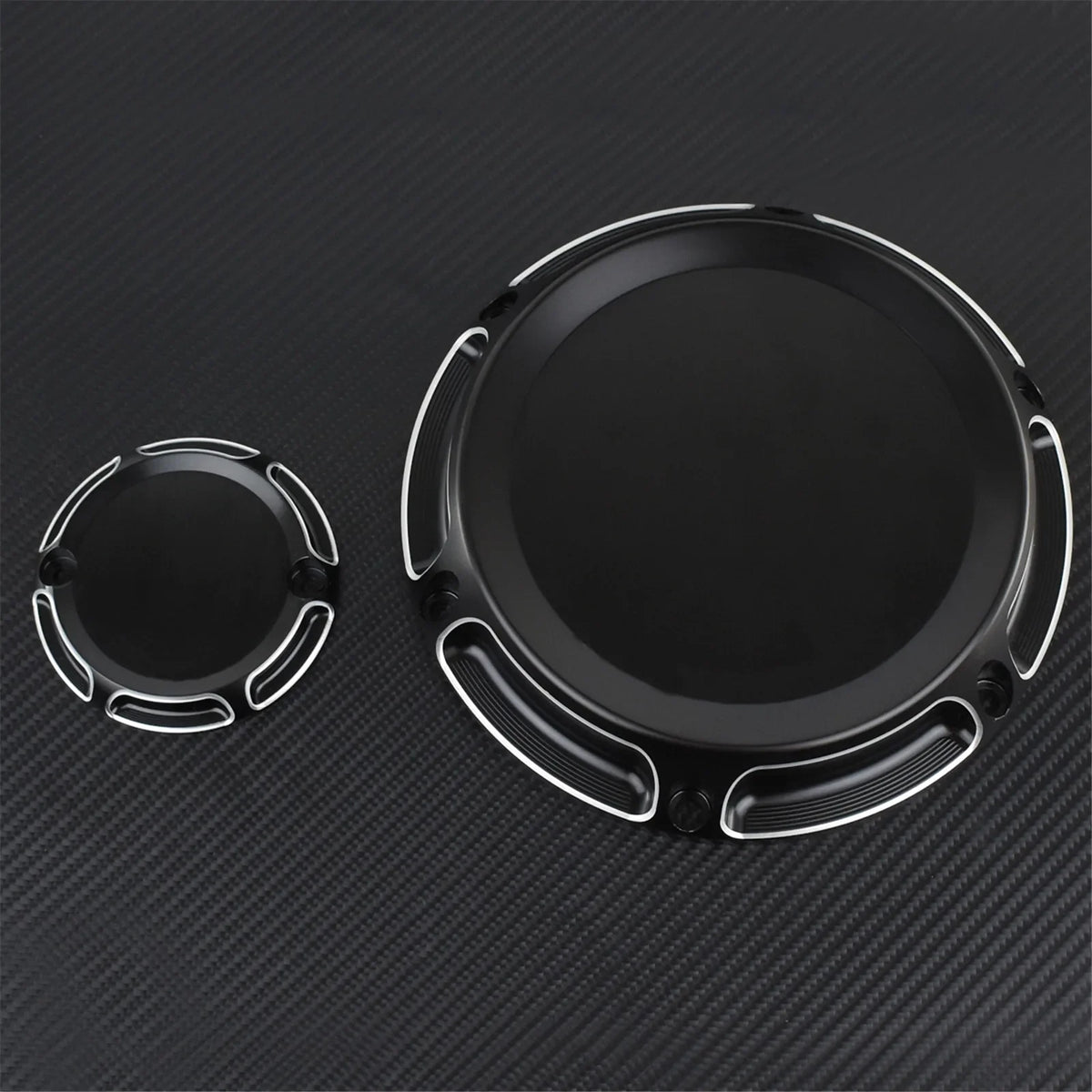 Cache derby, cache timer et cache d'inspection noirs pour Harley Sportster - vue 3
