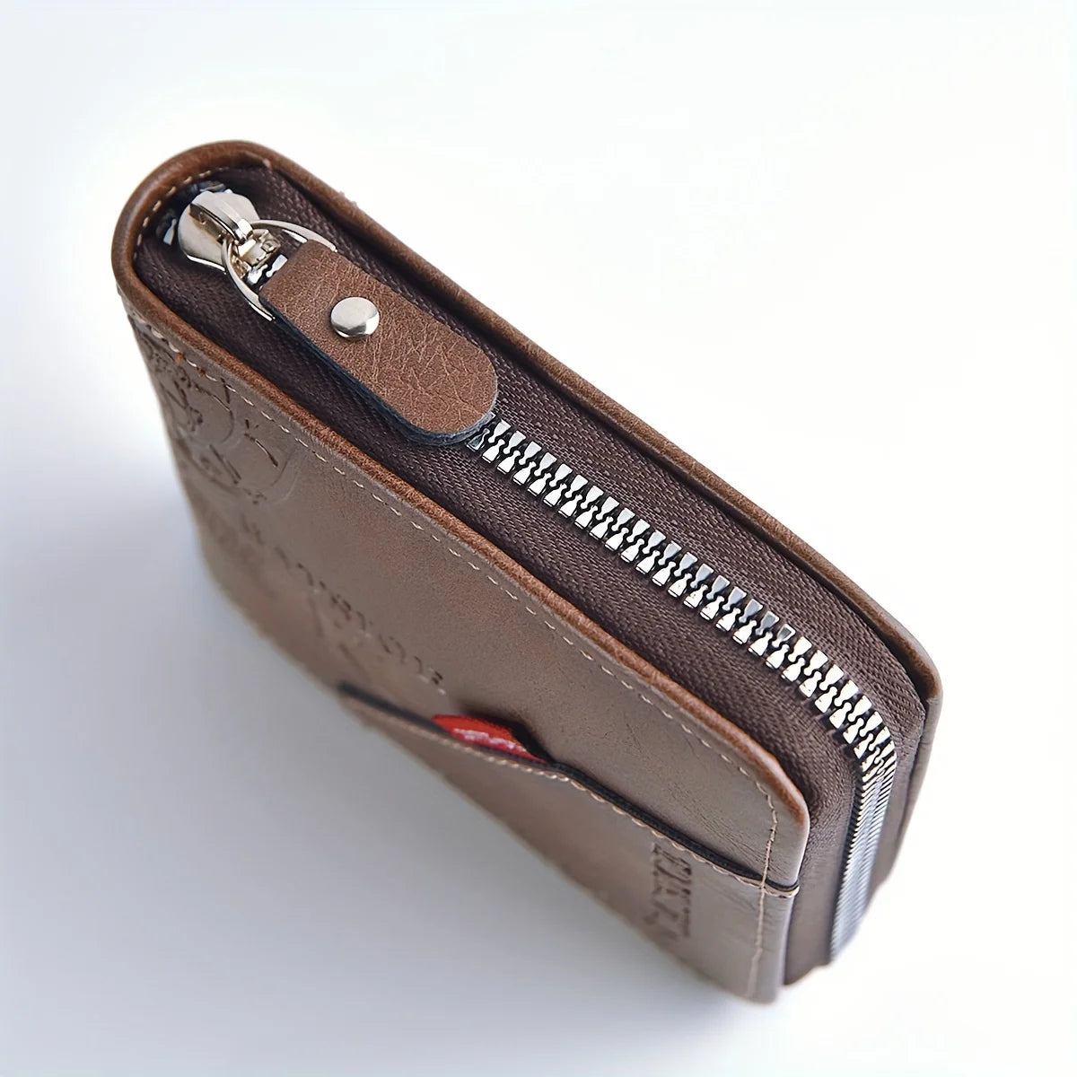 Portefeuille noir en cuir PU à fermeture zippée - vue 3