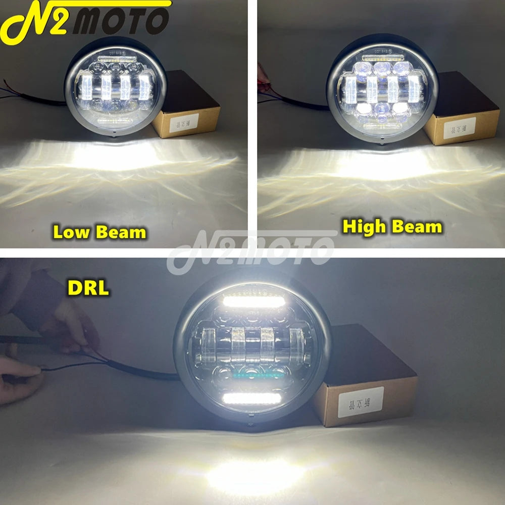 Phare rond chromé 5,75 pouces pour moto custom chopper bobber - vue 6