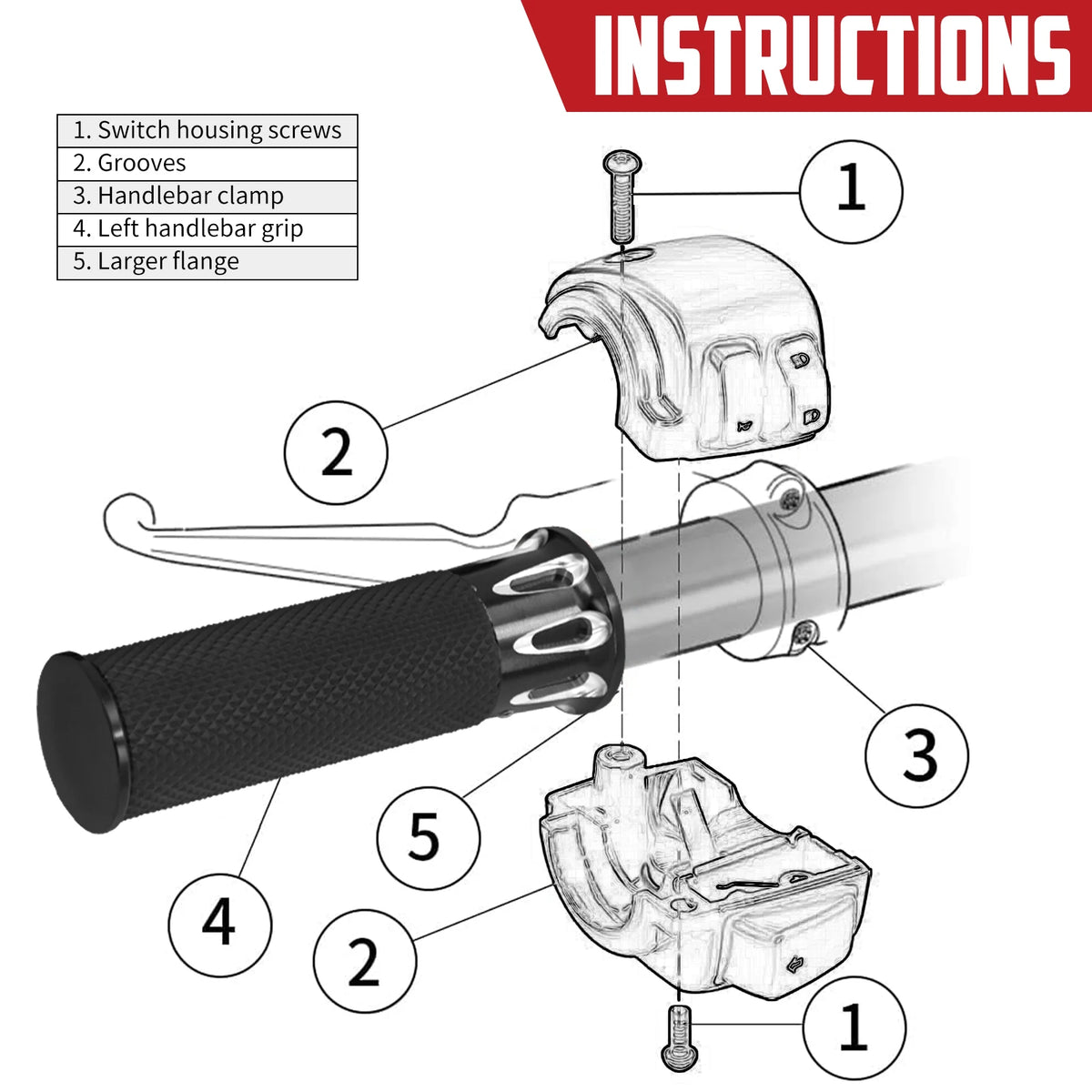 Poignées de guidon 1 po pour Harley Sportster, Dyna, Softail et Touring - vue 5