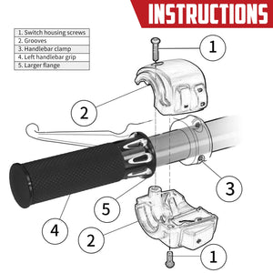 Poignées de guidon 1 po pour Harley Sportster, Dyna, Softail et Touring - vue 5