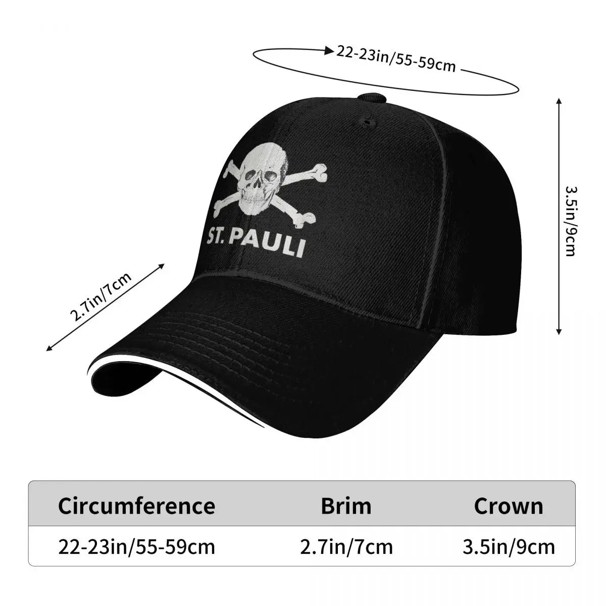Casquette baseball noire motif tête de mort - vue de face - vue 6
