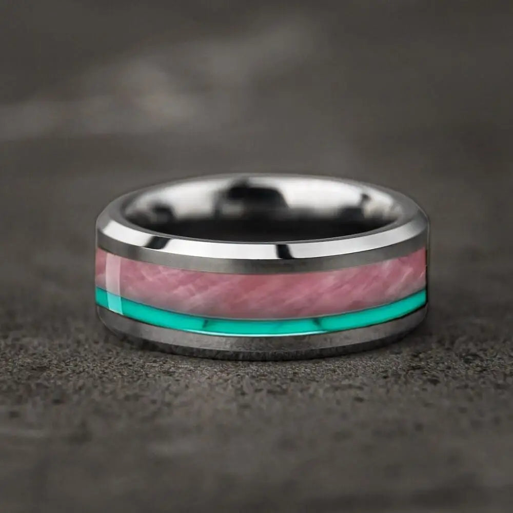 Bague en acier inoxydable tête de mort et rose - vue 11