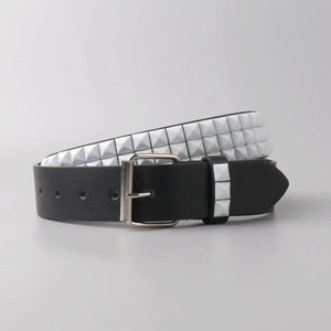 Ceinture noire simili cuir cloutée boucle métal - vue 5
