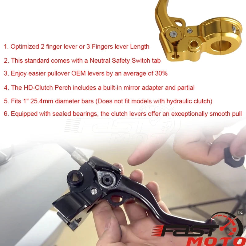 Levier d'embrayage chromé en aluminium pour moto Harley-Davidson Dyna - vue 5