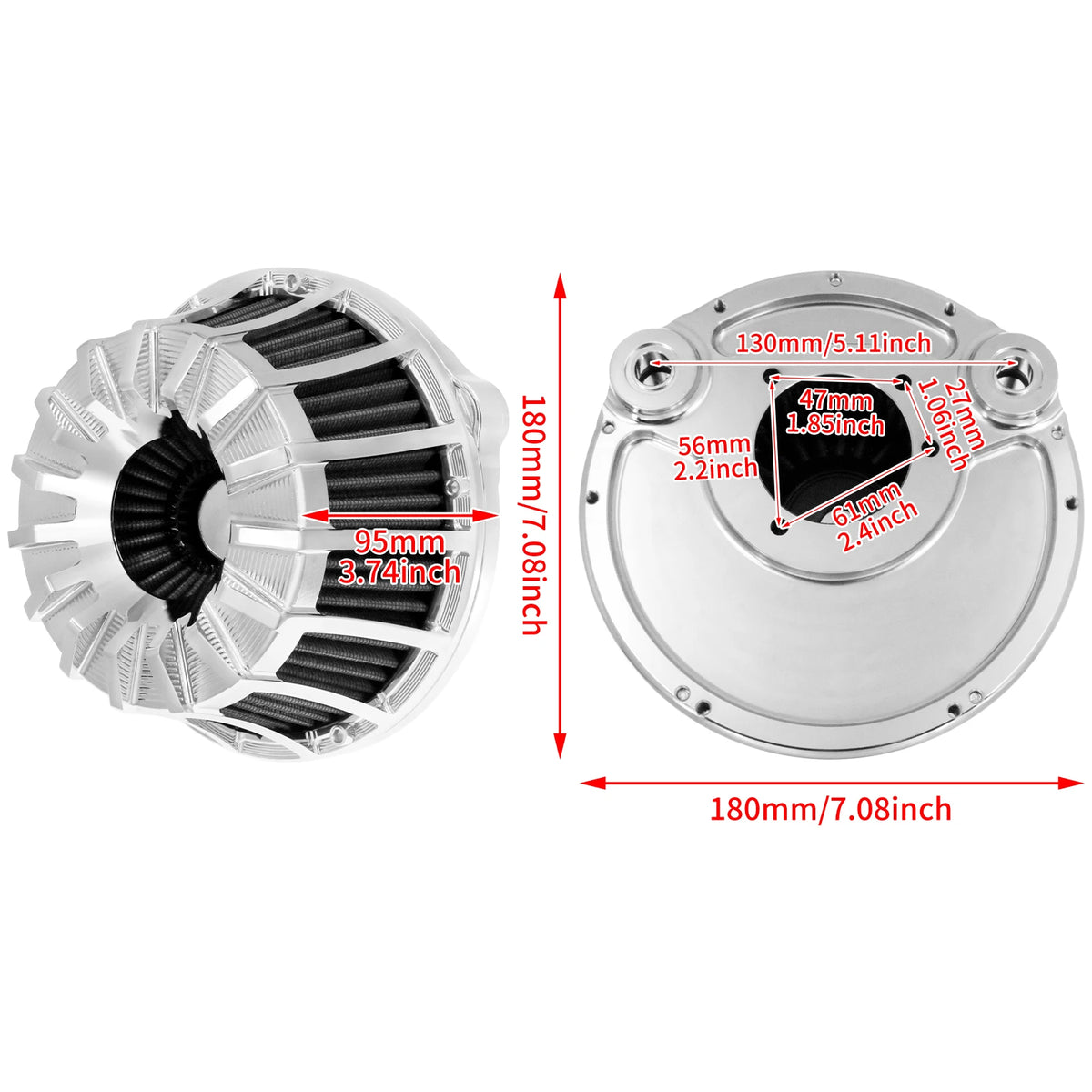 Filtre à Air Chromé - Harley-Davidson Touring, Road Glide FLHR, Softail, Dyna, Fat Boy, Sportster XL 883/1200 – photo 6/10