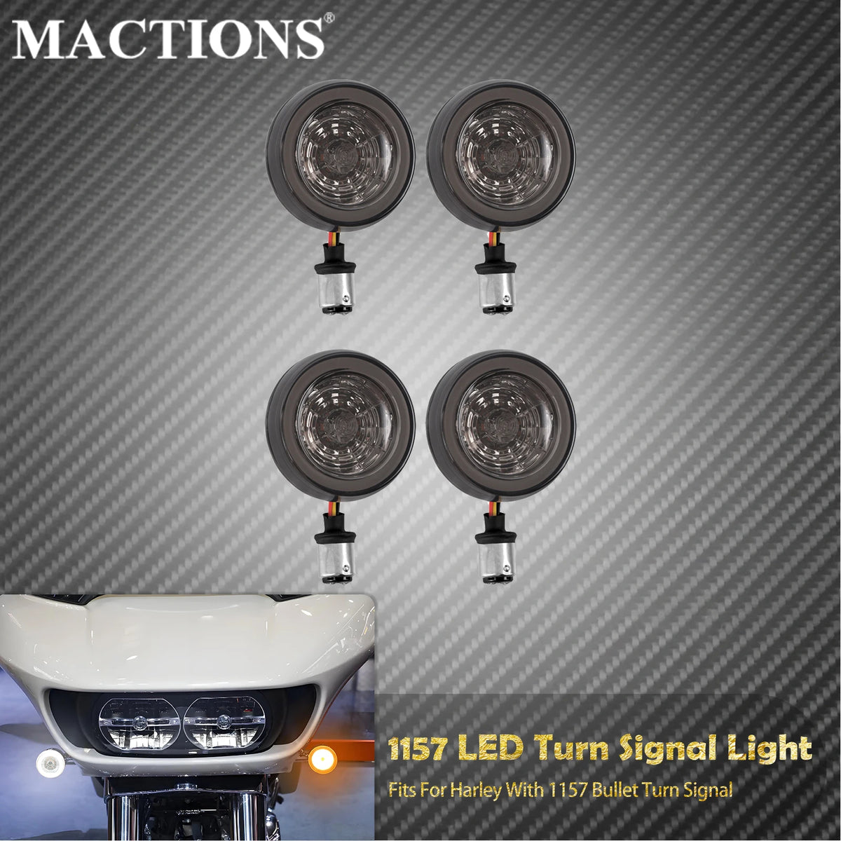 Clignotants LED style bullet 1157, avant/arrière - Harley Sportster XL 1200, Softail, Touring, Dyna – photo 1/8
