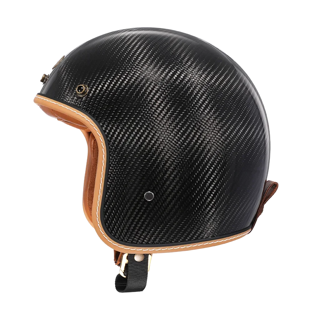 Casque moto jet léger fibre de verre noir - vue 4