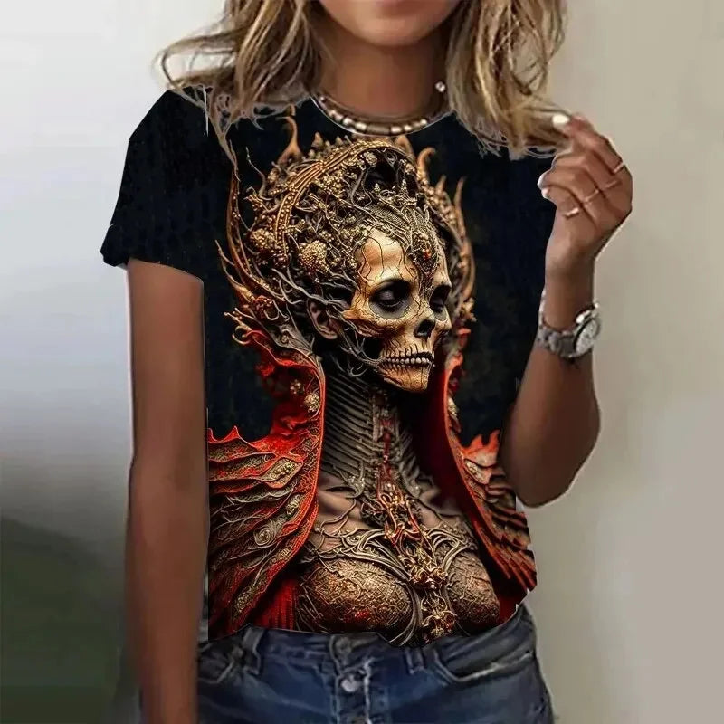T-shirt Femme Crâne Rose Vintage Oversize - vue 3