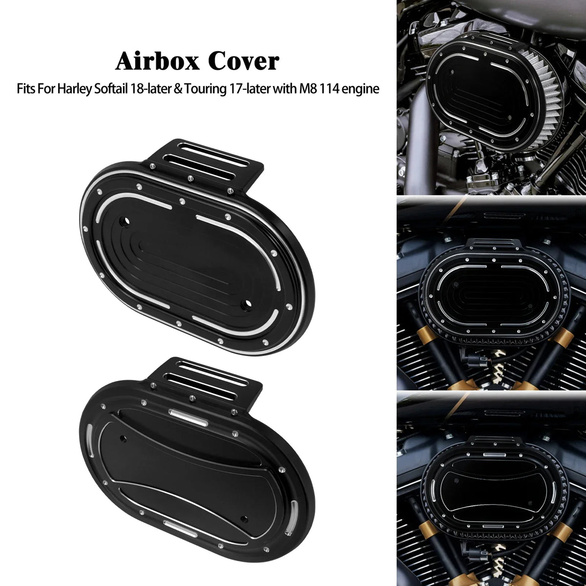 Couvercle de boîte à air ovale pour Harley M8 Touring Softail - vue 1