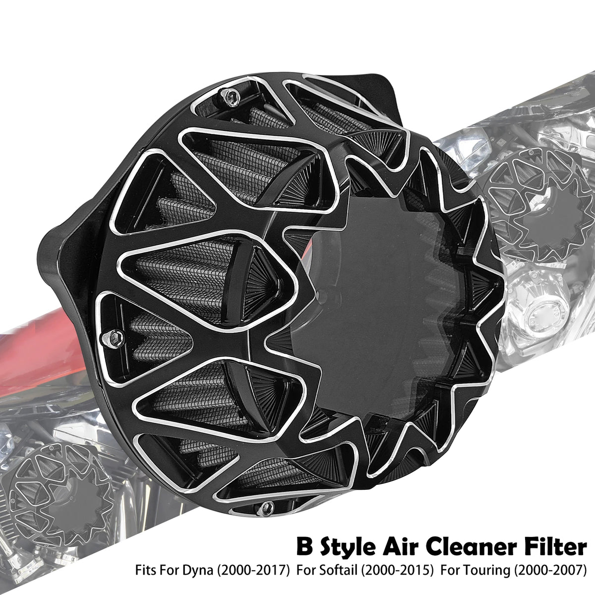 Kit filtre à air exposé noir pour Harley Sportster Dyna Softail Touring - vue 6