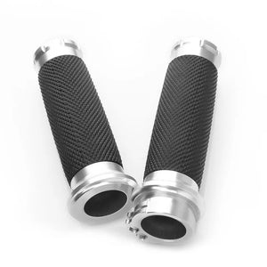 Poignées de guidon caoutchouc et aluminium pour Harley Sportster Dyna Softail - vue 2