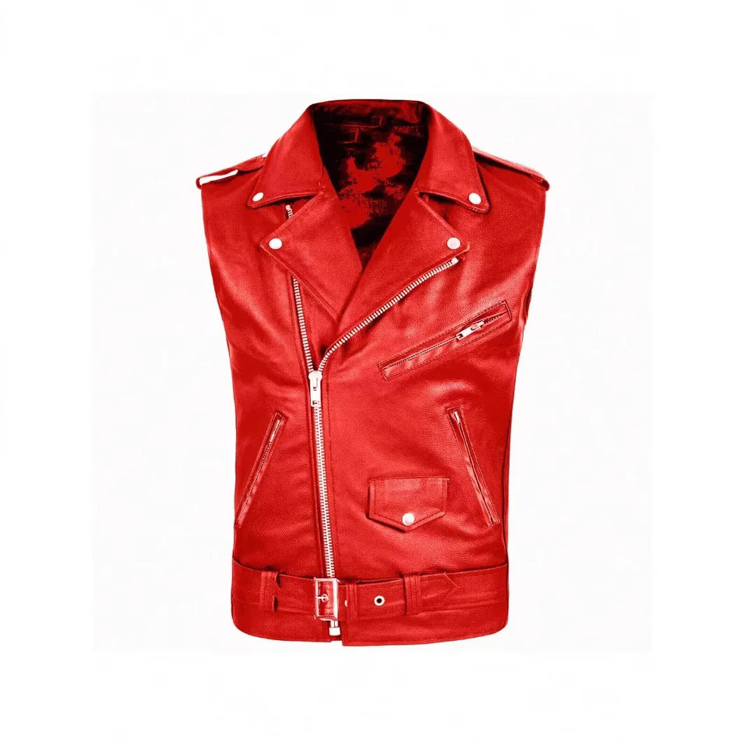 Gilet en simili cuir noir zippé, vue de face - vue 5
