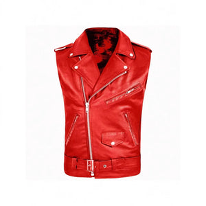 Gilet en simili cuir noir zippé, vue de face - vue 5