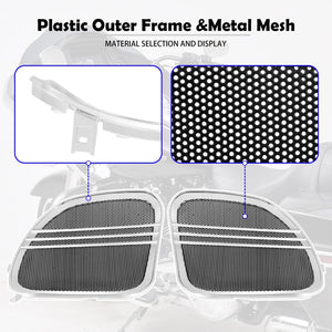 Grilles de Haut-Parleurs Tri-Line Chromées/Noires - Harley-Davidson Touring Road Glide FLTRX 2015-2023 – photo 2/8