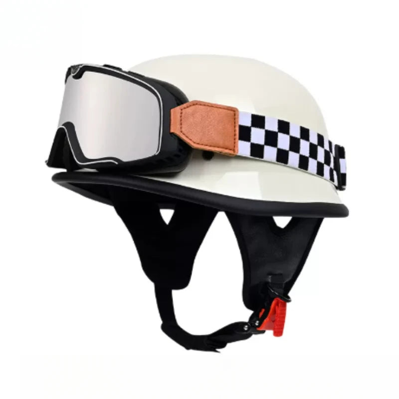 Casque moto demi-jet vintage simili cuir - vue produit - vue 10