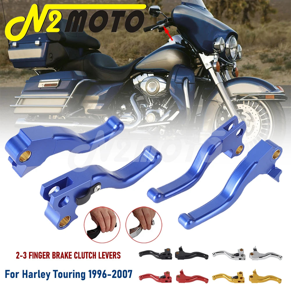 Leviers de frein et d'embrayage courts noirs pour Harley Touring - vue 4
