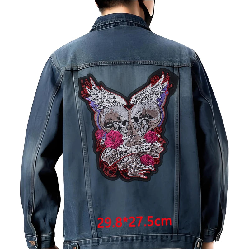 Grand écusson dorsal brodé style biker moto pour blouson - vue 3
