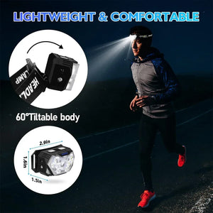Lampe frontale LED 9 diodes, rechargeable USB, détecteur de mouvement – photo 5/15