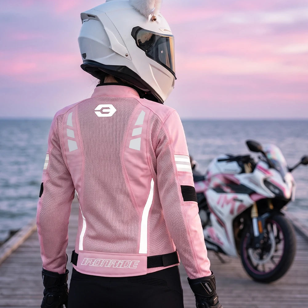 Blouson moto femme noir respirant - vue de face - vue 6