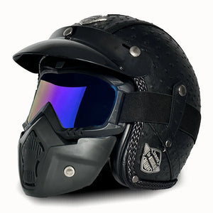 Casque Moto Vintage Ouvert en Cuir PU - Style Café Racer - vue 16