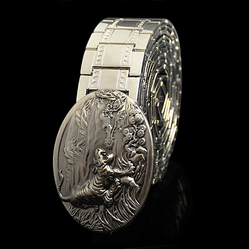Ceinture métallique motif dragon boucle dorée - vue 8