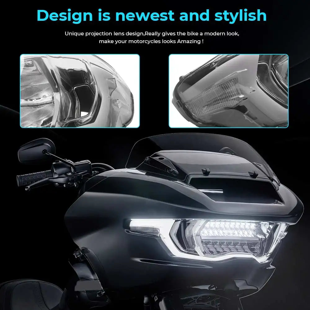 Phare LED avant noir sur Harley Road Glide CVO - vue 5