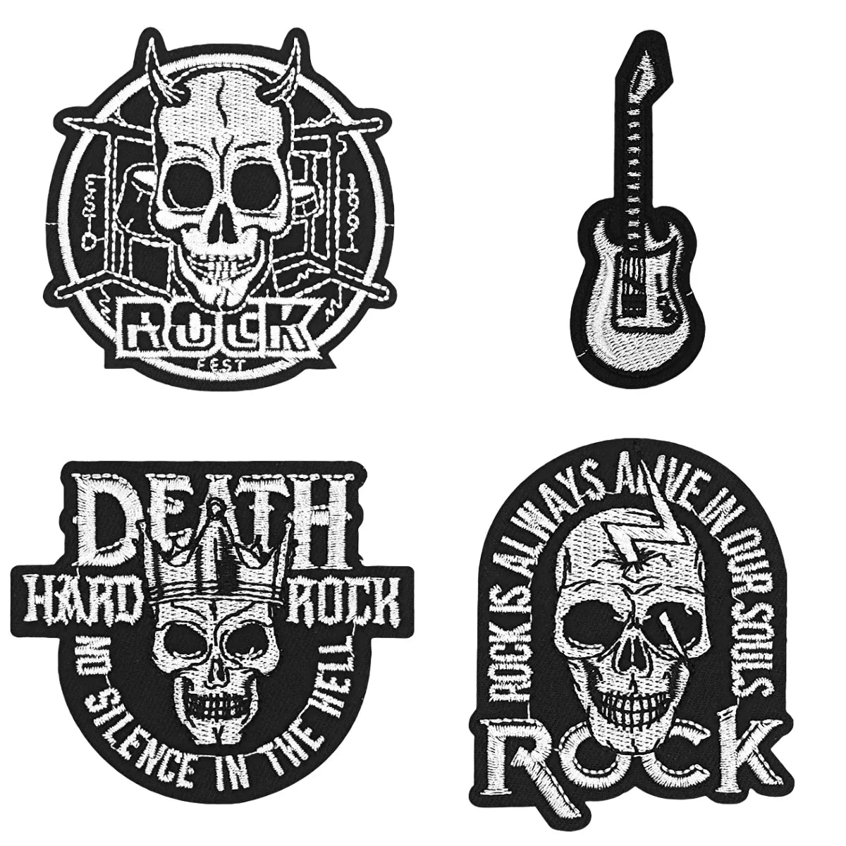 Écusson brodé tête de mort rock punk thermocollant lavable - vue 1