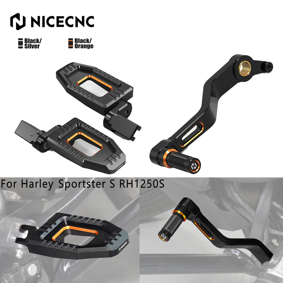 Repose-pieds pilote élargis réglables et levier de sélecteur en aluminium pour Harley-Davidson Sportster S RH1250S (2021-2024) – photo 1/12