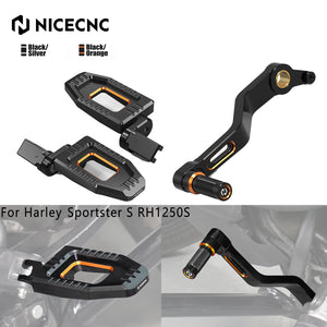Repose-pieds pilote élargis réglables et levier de sélecteur en aluminium pour Harley-Davidson Sportster S RH1250S (2021-2024) – photo 1/12