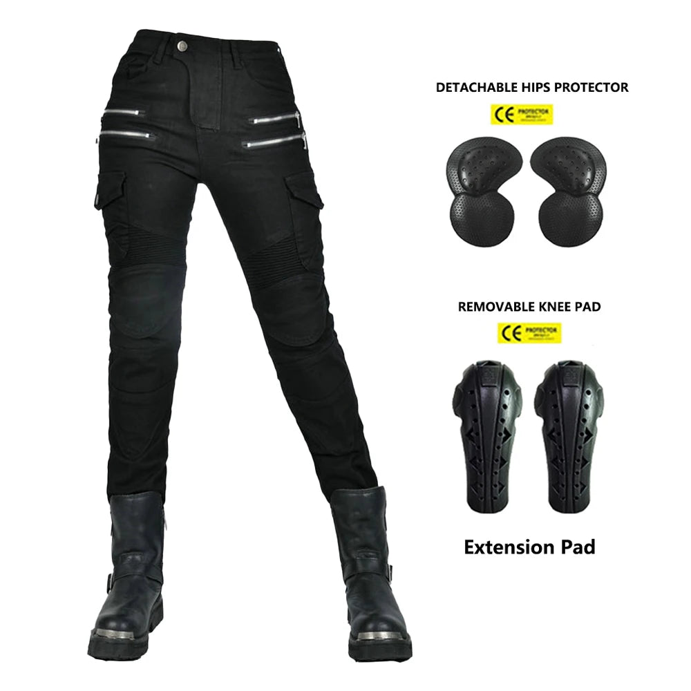 Pantalon moto femme double zip, protections genoux et hanches - vue 10